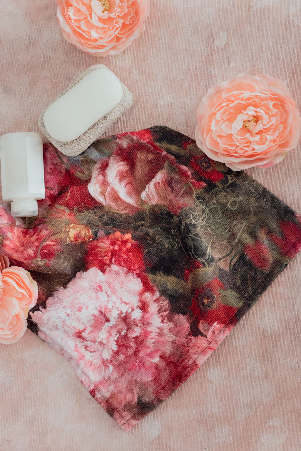 Face Towel- Pink Peony Floral