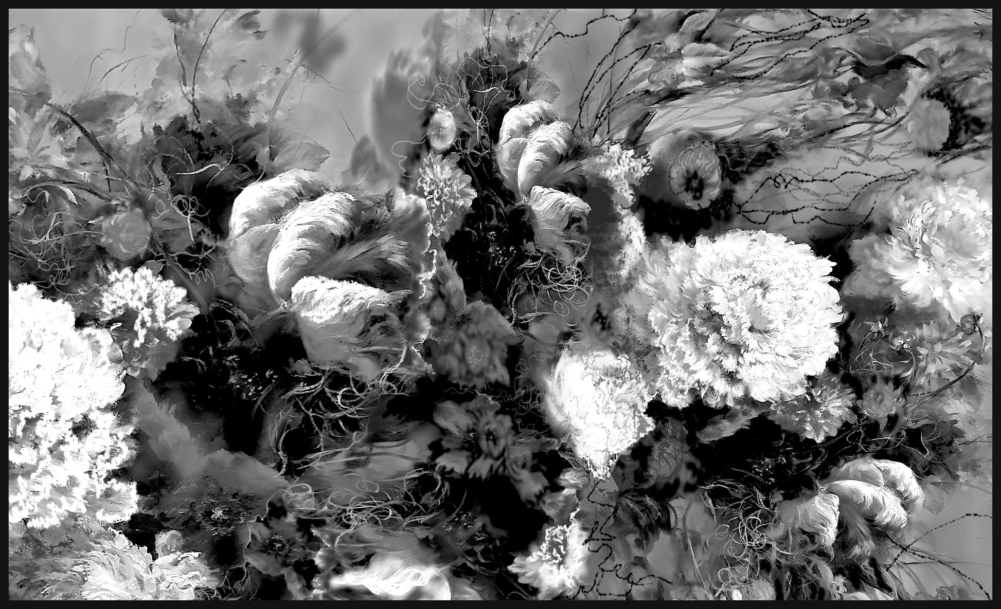 Winter Blanket: Black and White Florals