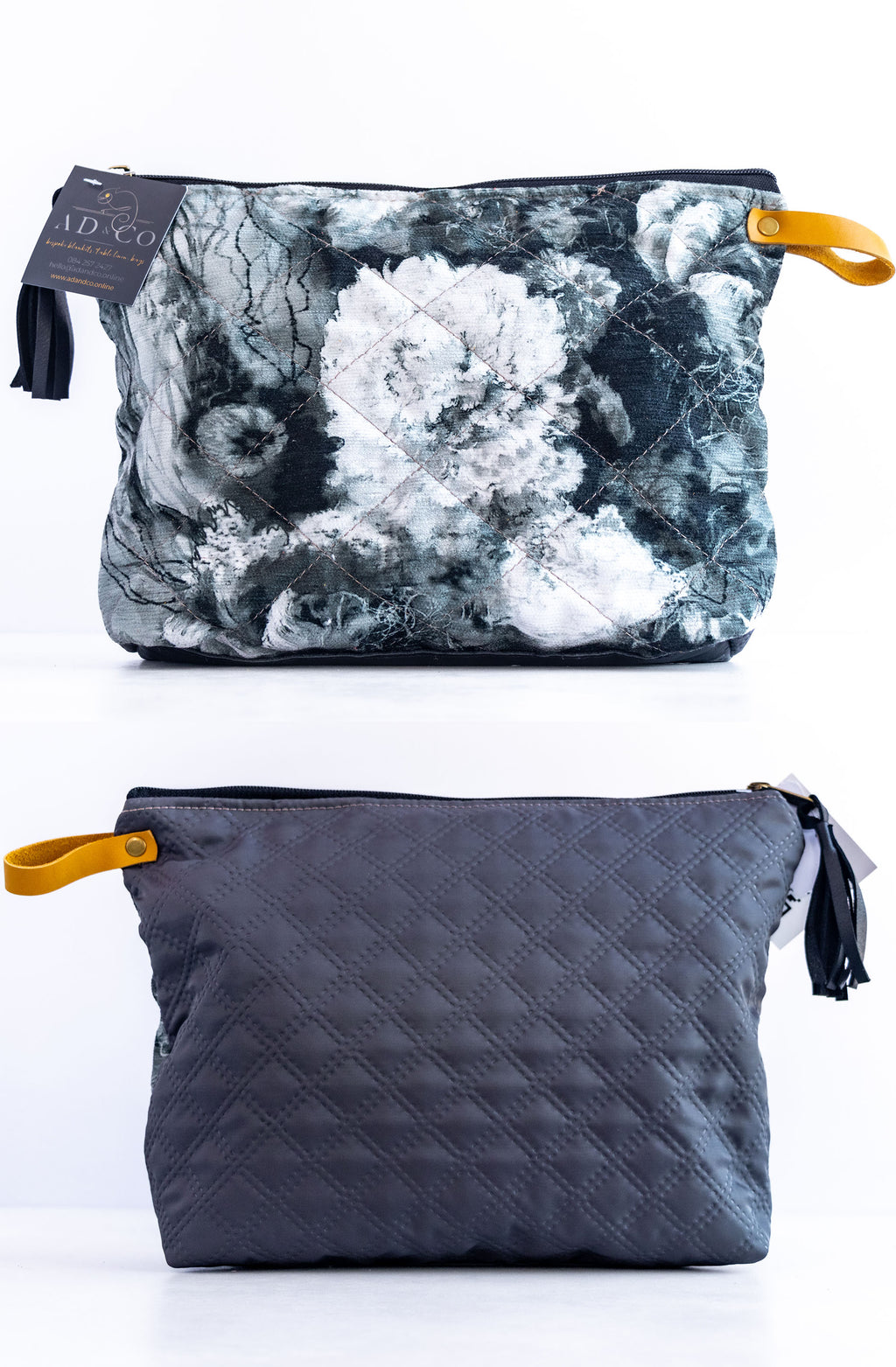 Cosmetic bag - Black and White Floral