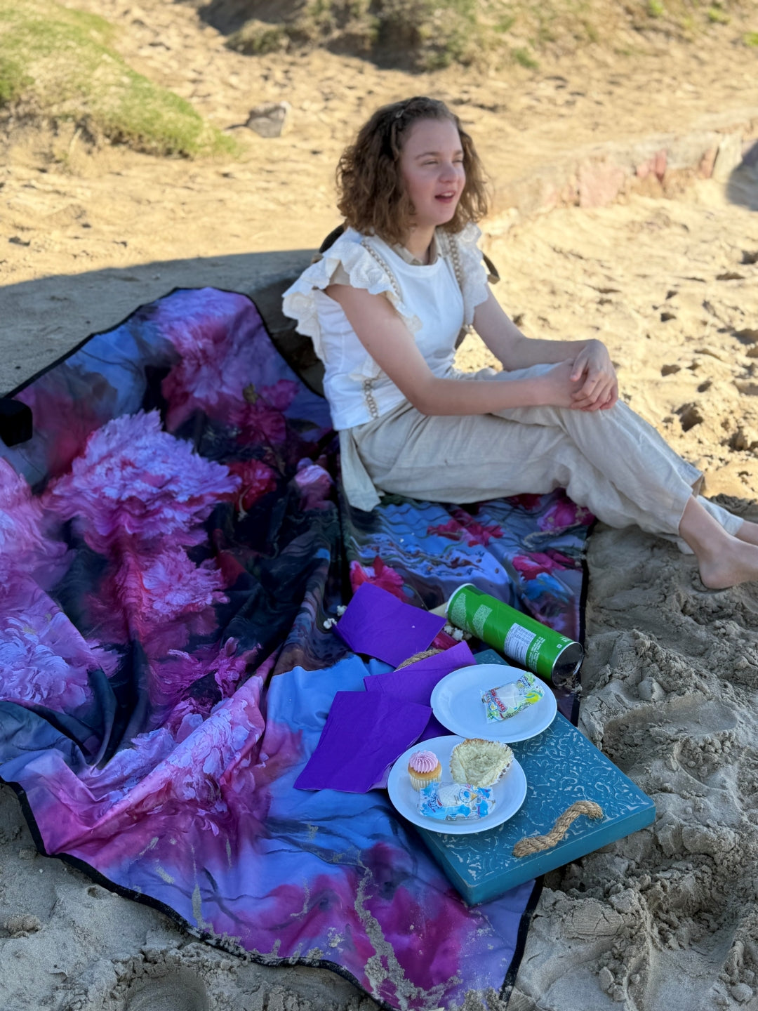 Picnic Blanket - Pink Peony Floral - Not Padded