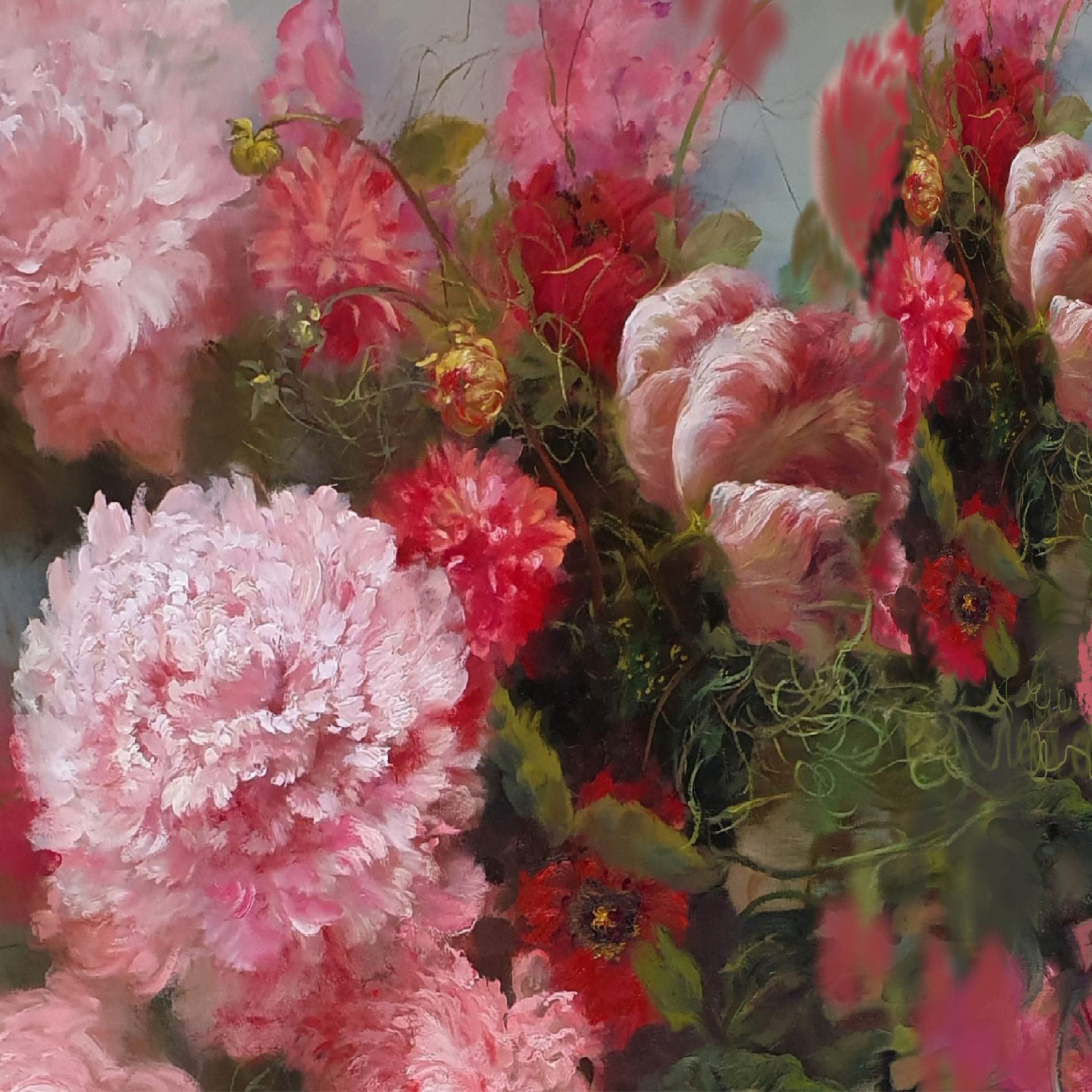 Face Towel- Pink Peony Floral